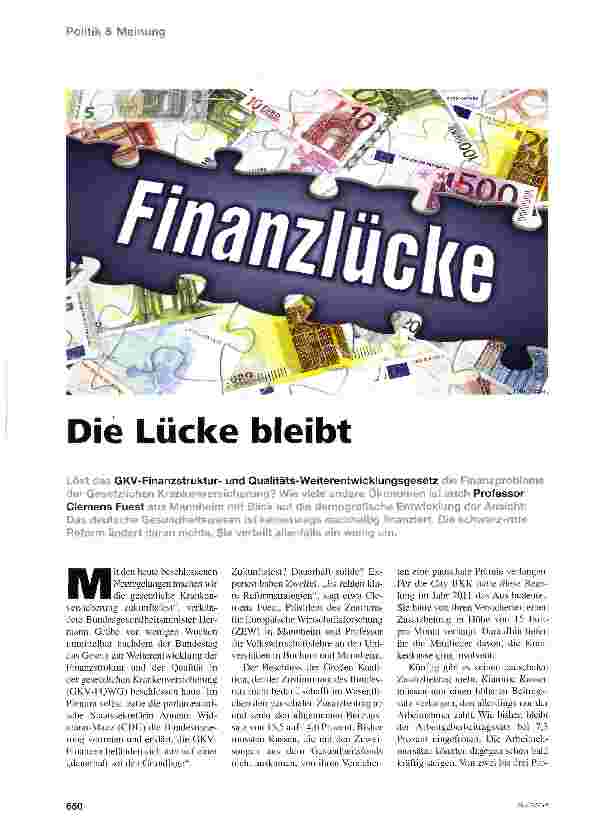 Vorschauseite 1: Die Lücke bleibt