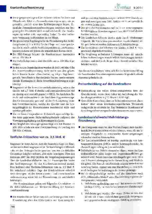 Vorschauseite 2: Finanzierung - Die Erwartungen der Krankenhäuser