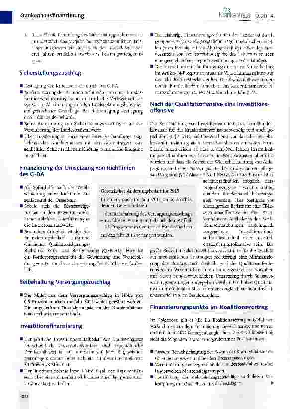 Vorschauseite 3: Finanzierung - Die Erwartungen der Krankenhäuser