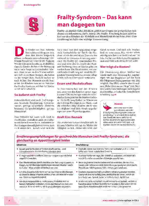 Vorschauseite 1: Frailty-Syndrom - Das kann man dagegen tun