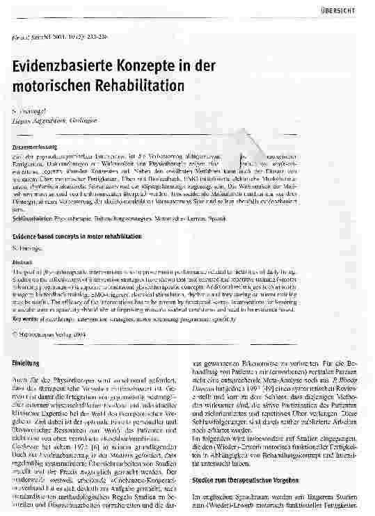 Vorschauseite 1: Evidenzbasierte Konzepte in der motorischen Rehabilitation