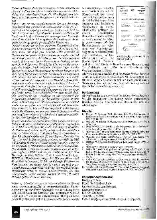 Vorschauseite 2: Die Gründungsmitglieder der Deutschen Gesellschaft für Anaesthesie Biografische Notizen - 9. Folge: Prof. Dr. Walter Herbert Massion (*1923)
