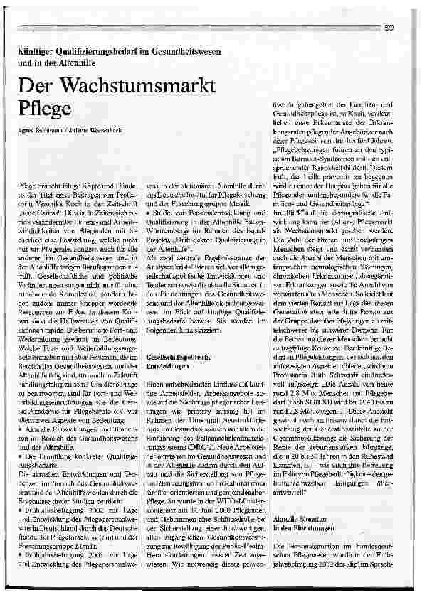 Vorschauseite 1: Der Wachstumsmarkt Pflege