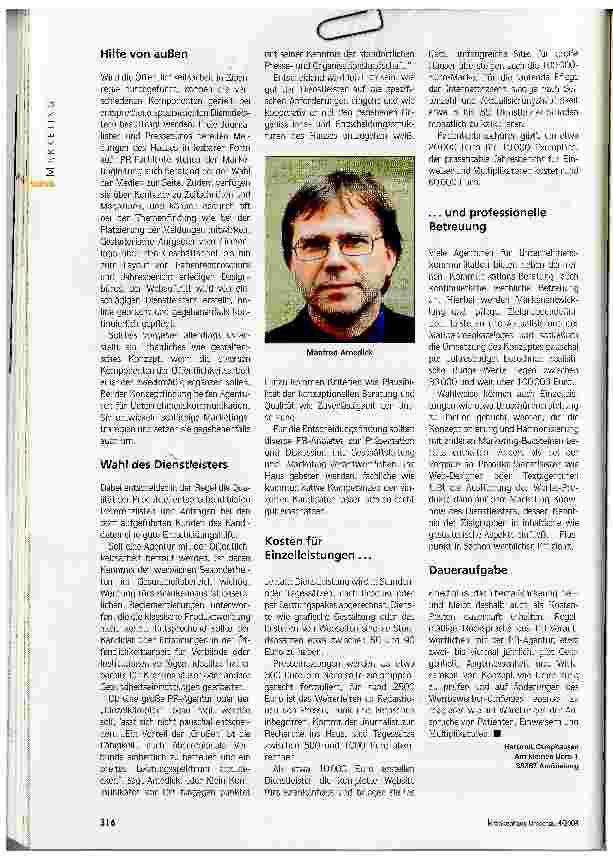 Vorschauseite 2: Marketing ist kein NebenjobMit Hilfe von Profis das Krankenhaus als Marke positionieren