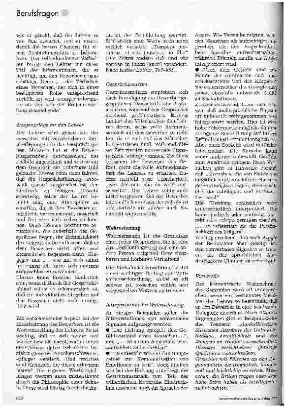 Vorschauseite 3: Das Bewerbungsgespräch an Krankenpflegeschulen Betrachtung einer Gesprächssituation