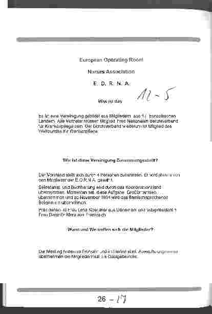 Vorschauseite 2: European Operating Room Nurses Assiciation E. O. R. N. A.