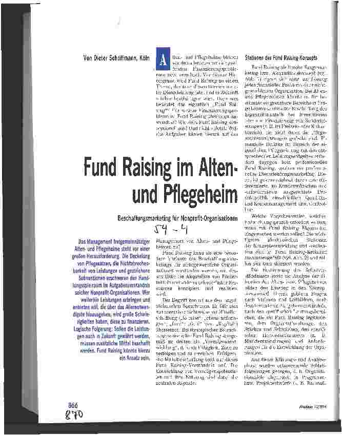 Vorschauseite 1: Fund Raising im Altenund Pflegeheim Beschaffungsmarketing für Nonprofit-Organisationen