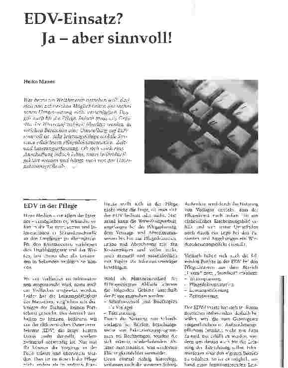 Vorschauseite 1: EDV-Einsatz? Ja - aber sinnvoll!
