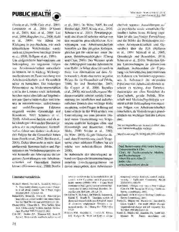 Vorschauseite 2: Arbeitsunsicherheit und Gesundheit