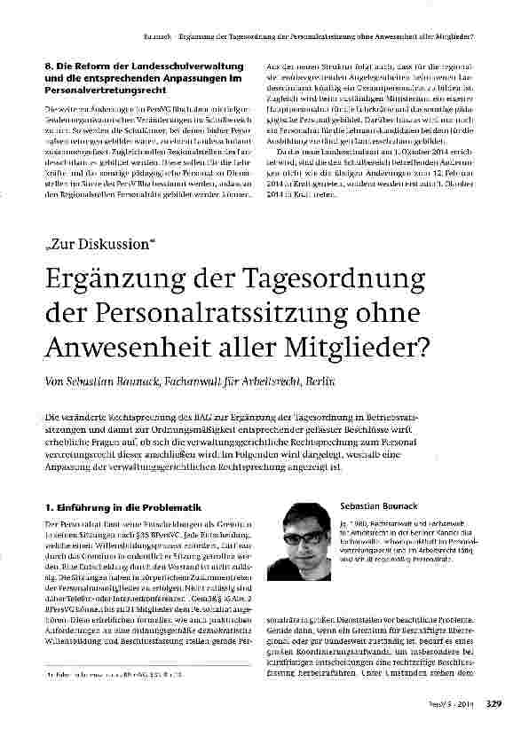 Vorschauseite 6: Die Novelle des Branden-burgischen Landespersonal-vertretungsgesetzes von 2014