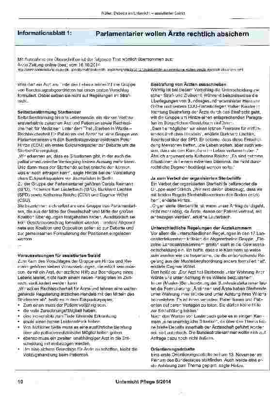Vorschauseite 5: Debatte im Unterricht: Assistierter Suizid