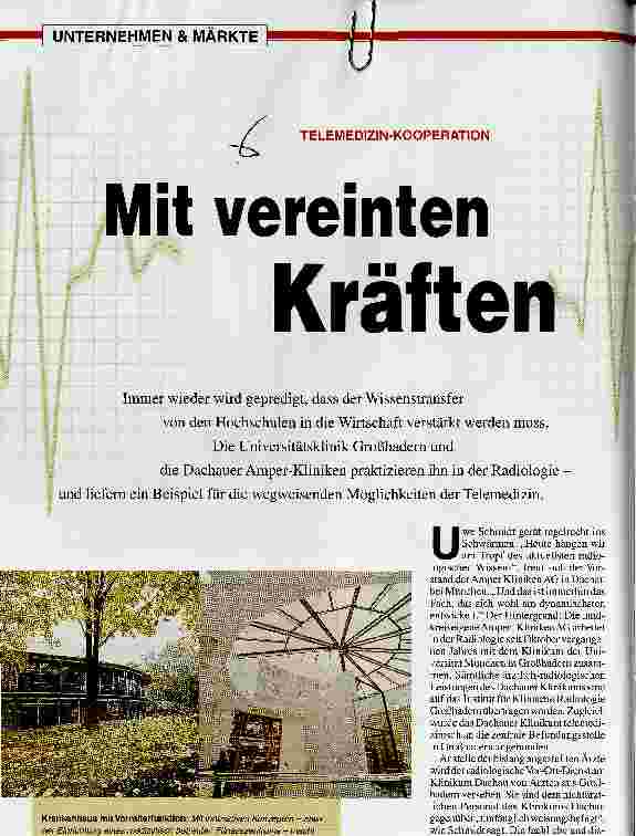 Vorschauseite 1: Mit vereinten KräftenTELEMEDIZIN-KOOPERATION