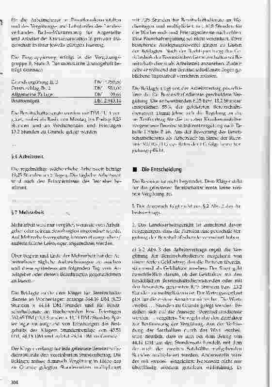 Vorschauseite 2: Zur Vergütung von Bereitschaftszeiten als Arbeitszeit