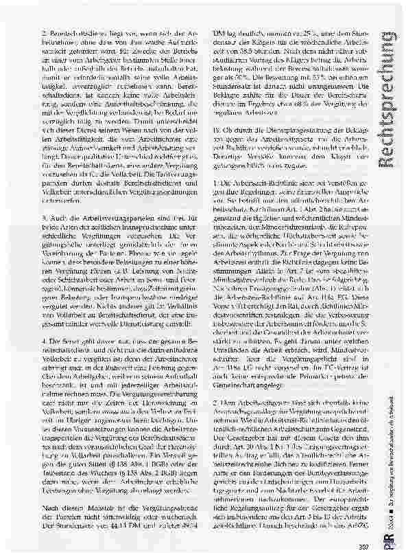 Vorschauseite 5: Zur Vergütung von Bereitschaftszeiten als Arbeitszeit