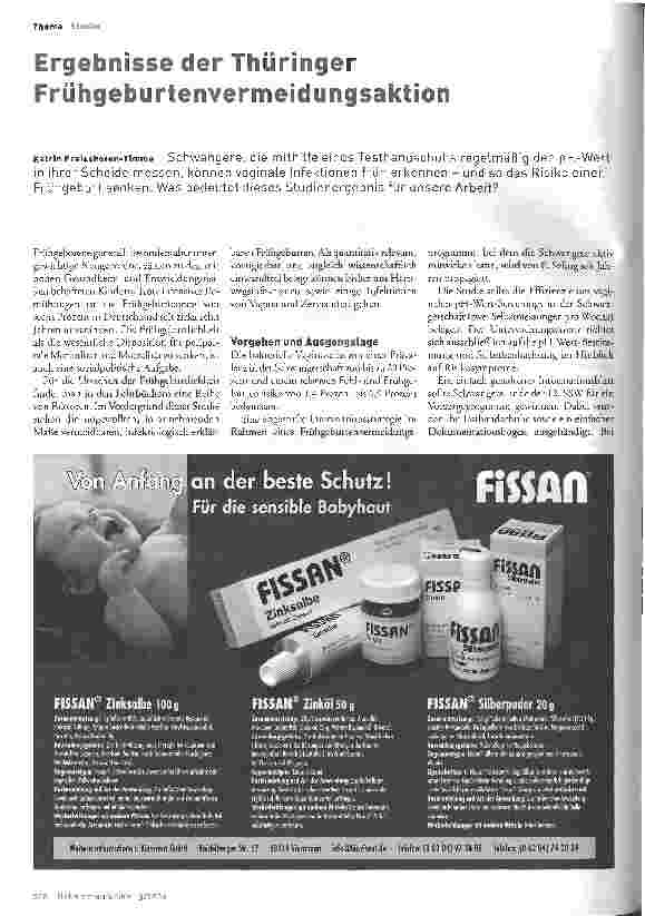 Vorschauseite 1: Ergebnisse der Thüringer Frühgeburtenvermeidungsaktion