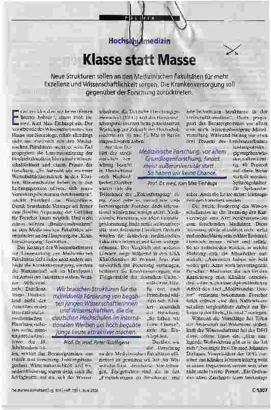 Vorschauseite 1: Klasse statt Masse