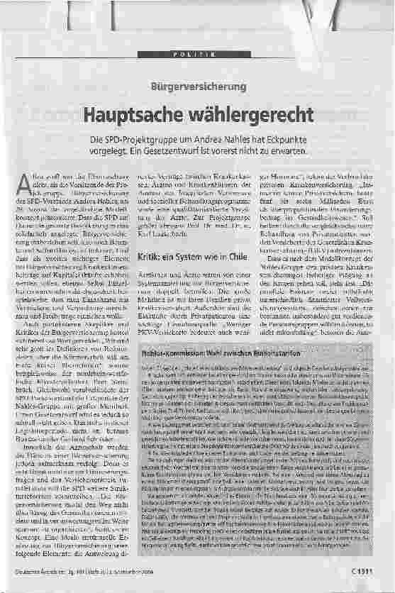 Vorschauseite 1: Hauptsache wählergerecht. Bürgerversicherung