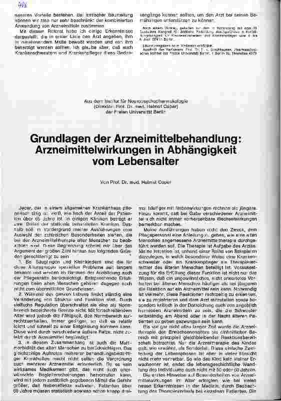 Vorschauseite 1: Grundlagen der Arzneimittelbehandlung: Arzneimittelwirkungen in Abhängigkeit vom Lebensalter