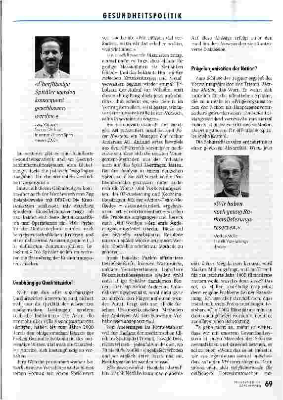Vorschauseite 3: Spitäler Achtung: Die Effizienzmanager kommen! SGGP-Tagung über Wirtschaftlichkeit in öffentlichen Spitälern