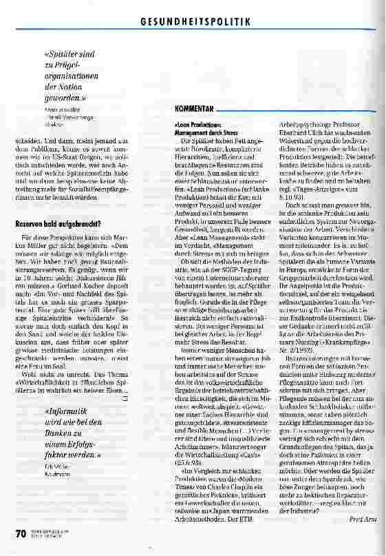 Vorschauseite 4: Spitäler Achtung: Die Effizienzmanager kommen! SGGP-Tagung über Wirtschaftlichkeit in öffentlichen Spitälern