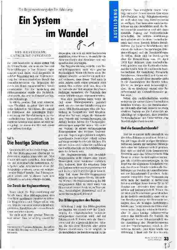Vorschauseite 1: Ein System im Wandel Die Reglementierung der Berufsbildung