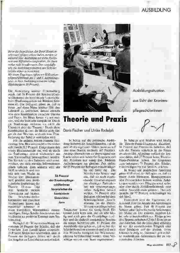 Vorschauseite 1: Theorie und Praxis Ausbildungssituation aus Sicht der KrankenpflegeschülerInnen