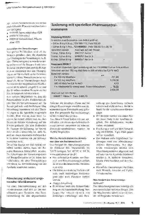 Vorschauseite 3: Rezeptdruck nach § 300 SGB V - Abrechnung über ein Rechenzentrum Ein Erfahrungsbericht