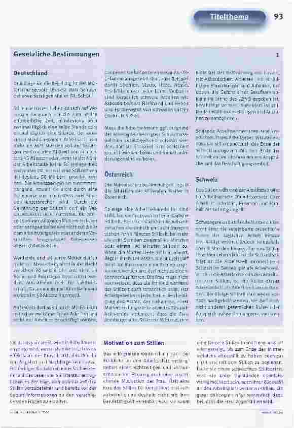 Vorschauseite 2: Stillen und Berufstätigkeit - (k)ein Widerspruch?Stillen ist kein Widerspruch zu Berufstätigkeit, beides zu verbinden erfordert jedoch gute Organisation, ausreichende Information…