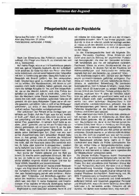 Vorschauseite 1: Pflegebericht aus der Psychiatrie