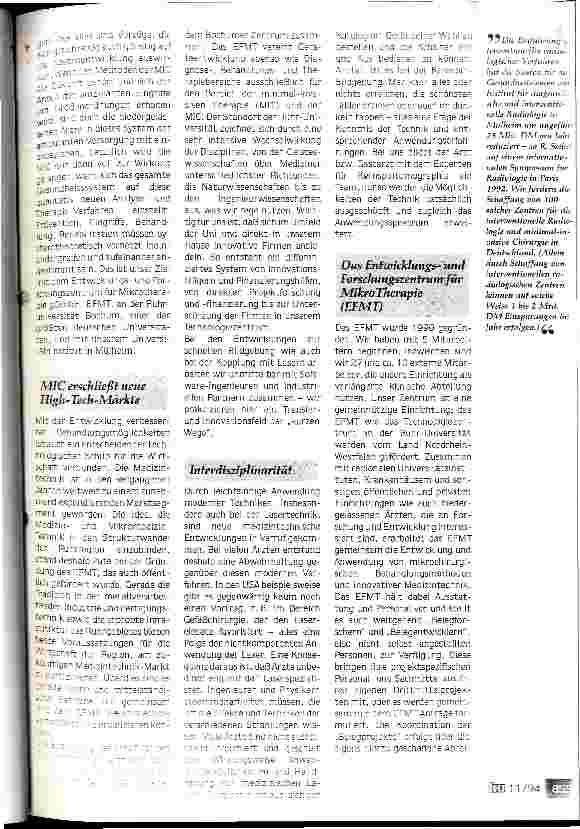 Vorschauseite 2: Interdisziplinär forschen, vernetzte Strukturen schaffen EFMT-High-Tech und High Feeling