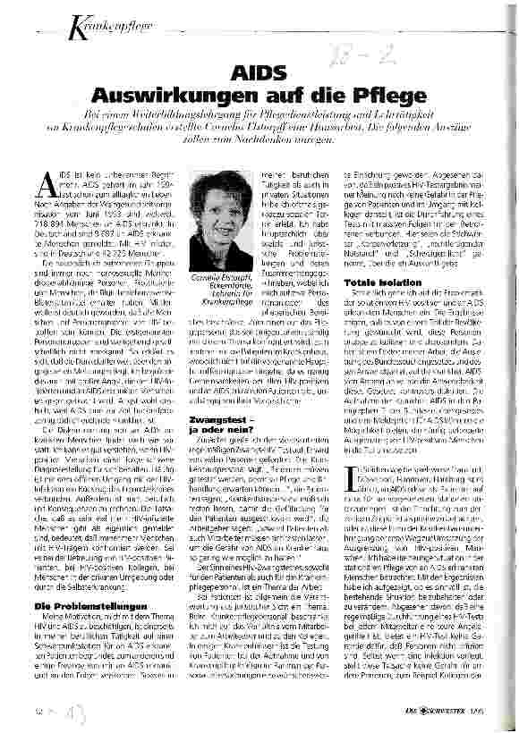 Vorschauseite 1: AIDS Auswirkungen auf die Pflege Auszüge aus einer Hausarbeit