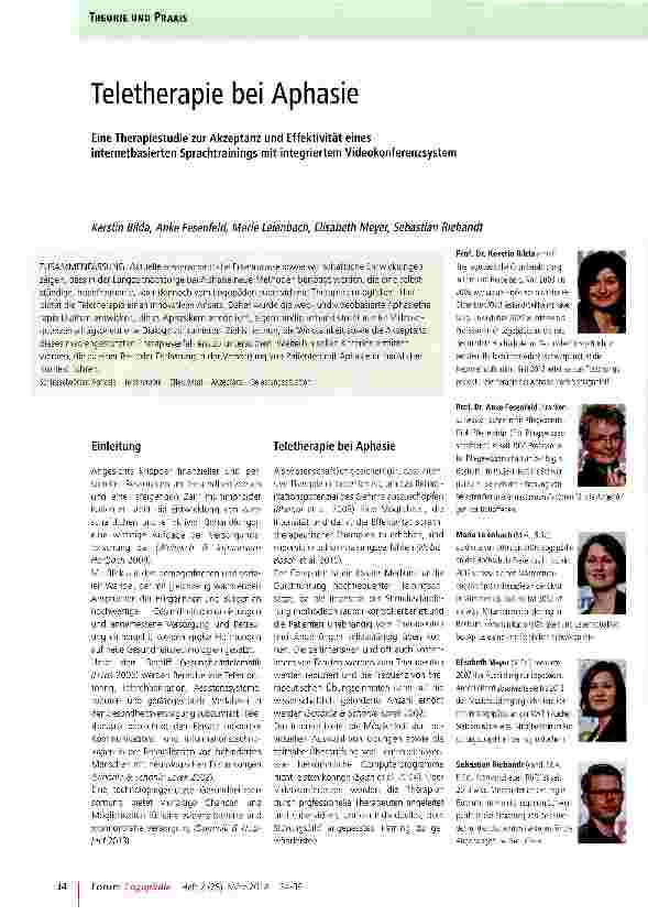 Vorschauseite 1: Teletherapie bei Aphasie