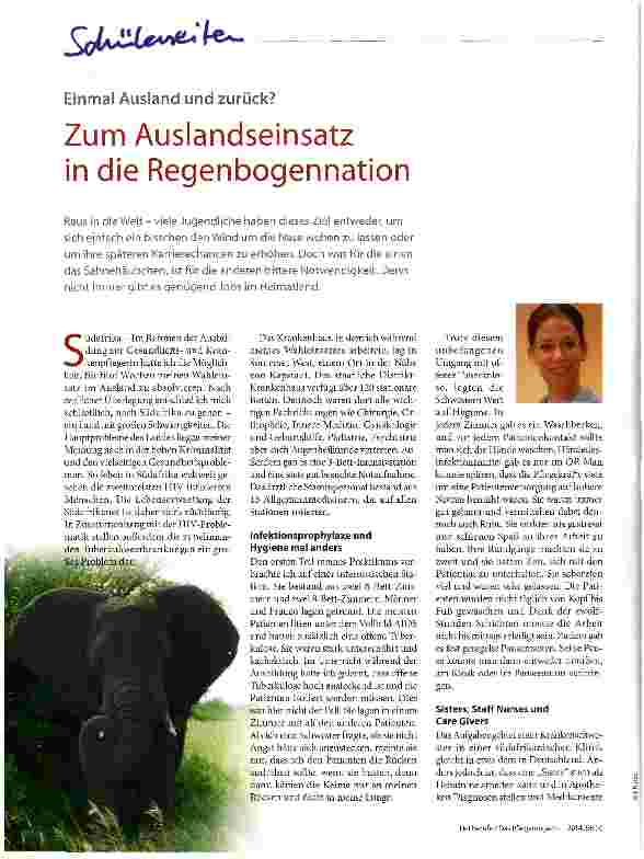 Vorschauseite 1: Zum Auslandseinsatz in die Regenbogennation