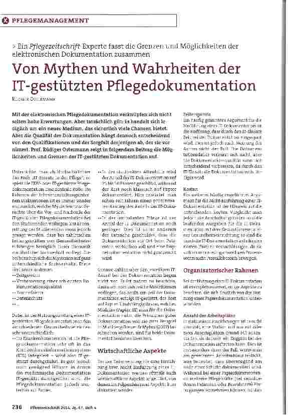 Vorschauseite 1: Von Mythen und Wahrheiten der IT-gestützten Pflegedokumentation