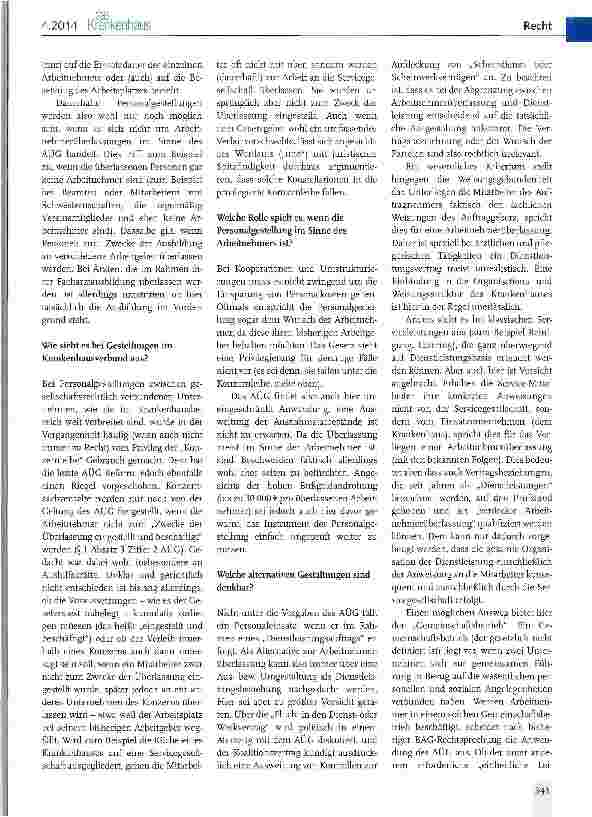 Vorschauseite 2: Offene Fragen bei der Personalgestellung im Krankenhaus