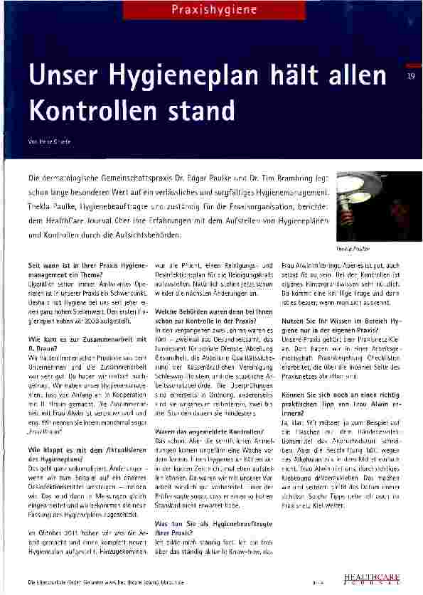 Vorschauseite 1: Unser Hygieneplan hält allen Kontrollen stand
