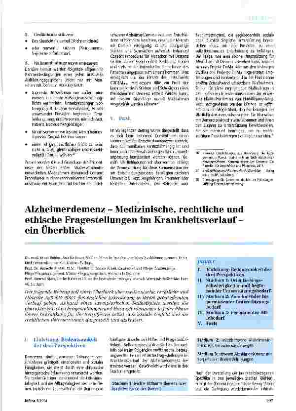 Vorschauseite 3: Menschen mit Demenz zu selbstbestimmten Entschei-dungen über medizinische Maßnahmen befähigen -Das Projekt EmMa
