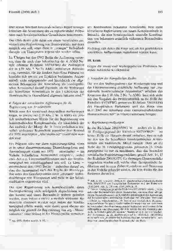 Vorschauseite 5: Die allgemeine Bekanntheit der Anwendung als homöopathisches Arzneimittel i. S. d. § 39 Abs. 2 Nr. 7a AMG als K.O.-Kriteriumbei der Registrierung?