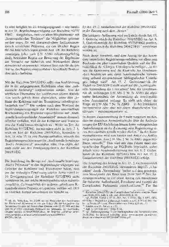 Vorschauseite 6: Die allgemeine Bekanntheit der Anwendung als homöopathisches Arzneimittel i. S. d. § 39 Abs. 2 Nr. 7a AMG als K.O.-Kriteriumbei der Registrierung?