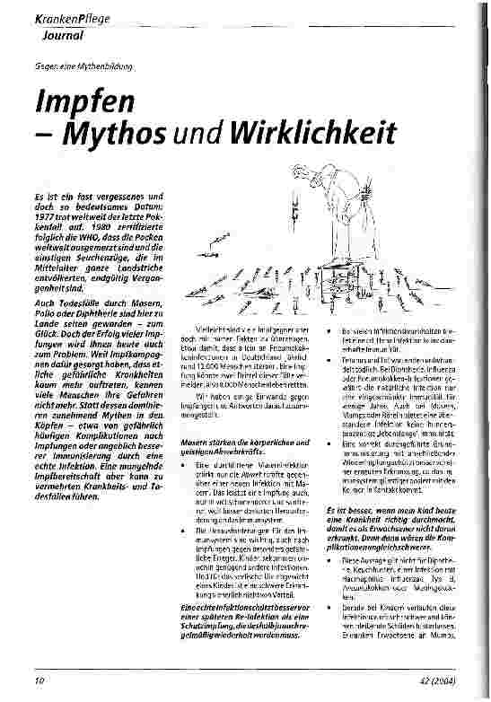 Vorschauseite 1: Impfen - Mythos und Wirklichkeit
