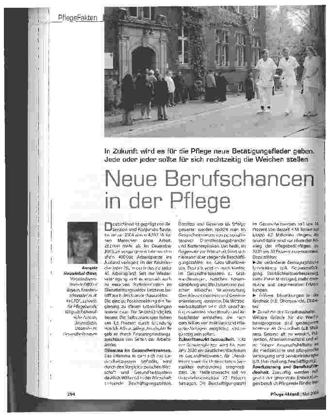Vorschauseite 1: Neue Berufschancen in der Pflege