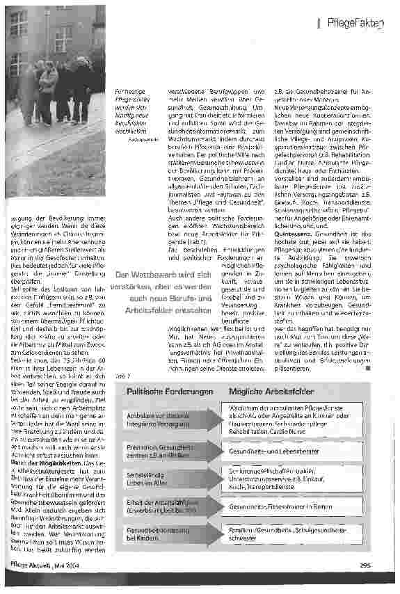 Vorschauseite 2: Neue Berufschancen in der Pflege