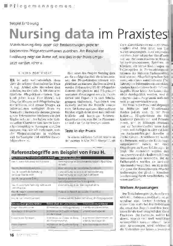 Vorschauseite 1: Nursing data im Praxistest