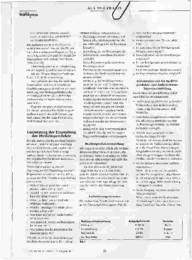 Vorschauseite 2: Einstufung von Medizinprodukten gemäß der Anlage 7 der RKI-Richtlinie und praktische Konsequenzen