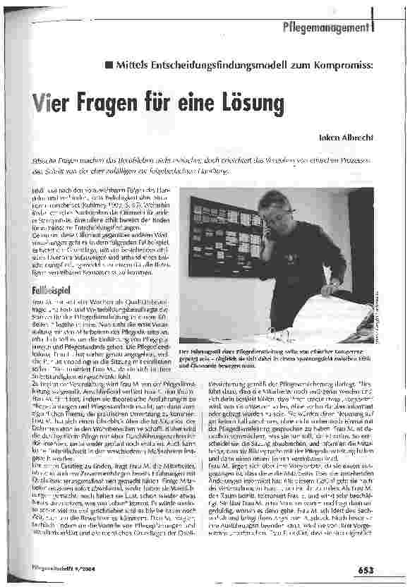 Vorschauseite 1: Vier Fragen für eine Lösung