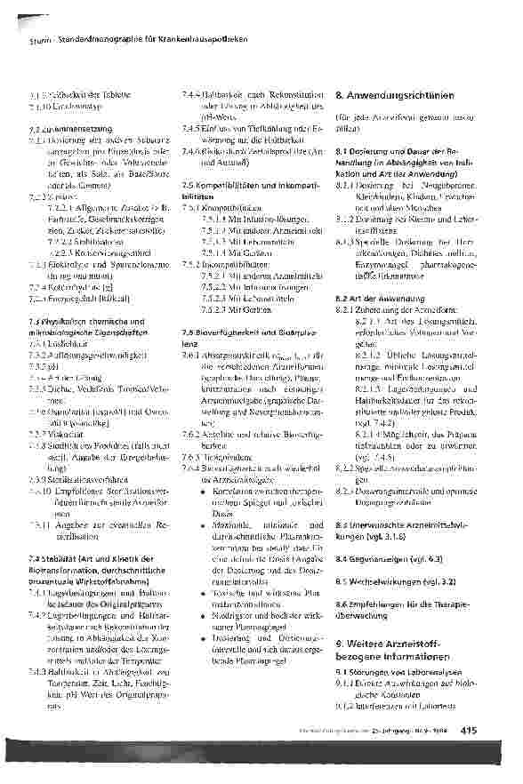 Vorschauseite 3: Standardmonographie für Krankenhausapotheken