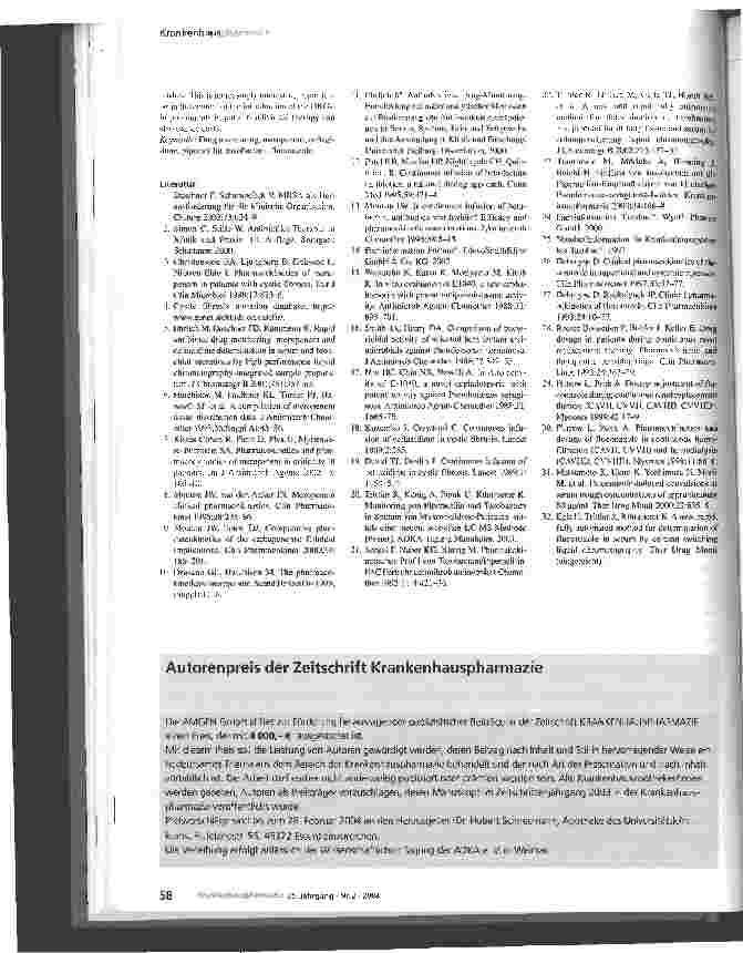 Vorschauseite 6: Antiinfektives Drug-Monitoring - nicht nur Nebenwirkungen vermindern! Drug-Monitoring am Universitätsklinikum Freiburg