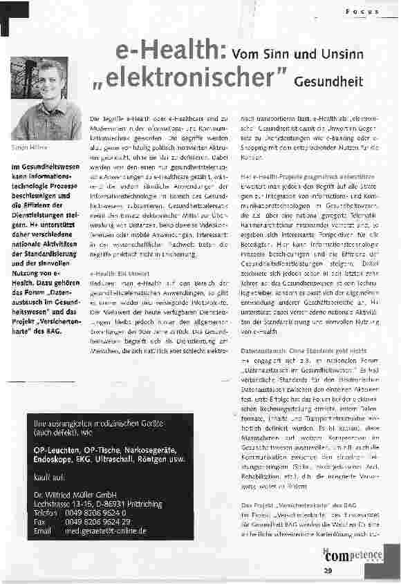 Vorschauseite 1: e-Health: vom Sinn und Unsinn elektronischer Gesundheit