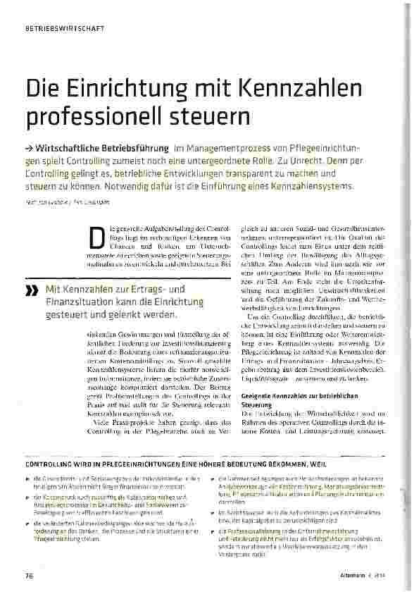 Vorschauseite 1: Die Einrichtung mit Kennzahlen professionell steuern