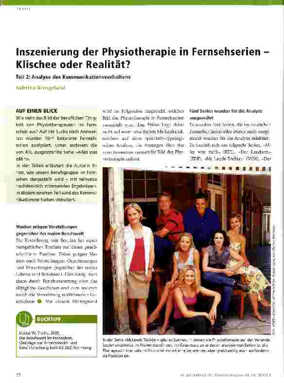 Vorschauseite 1: Inszenierung der Physiotherapie in Fernsehserien Klischee oder Realität? Teil 2: Analyse des Kommunikationsverhaltens